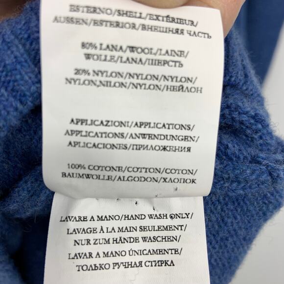 Beretta Mens Blue Wool Blend V-Neck Pullover Sweater Size L - Picture 6 of 8